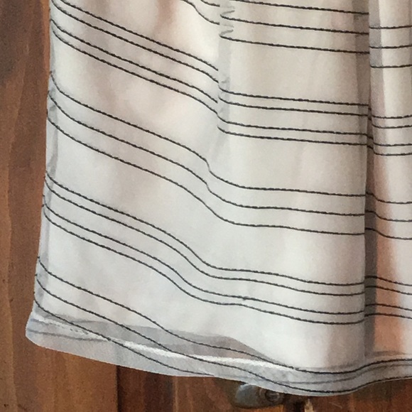 BCBG Short Gathered Dirndl Skirt Ivory Black Oat 6 - Picture 5 of 8